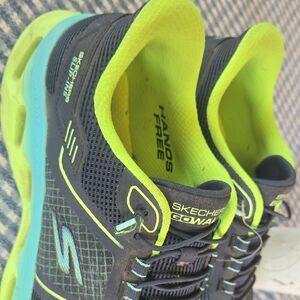 Skechers Navy Athletic Sneakers with Neon Lime & Teal Accents